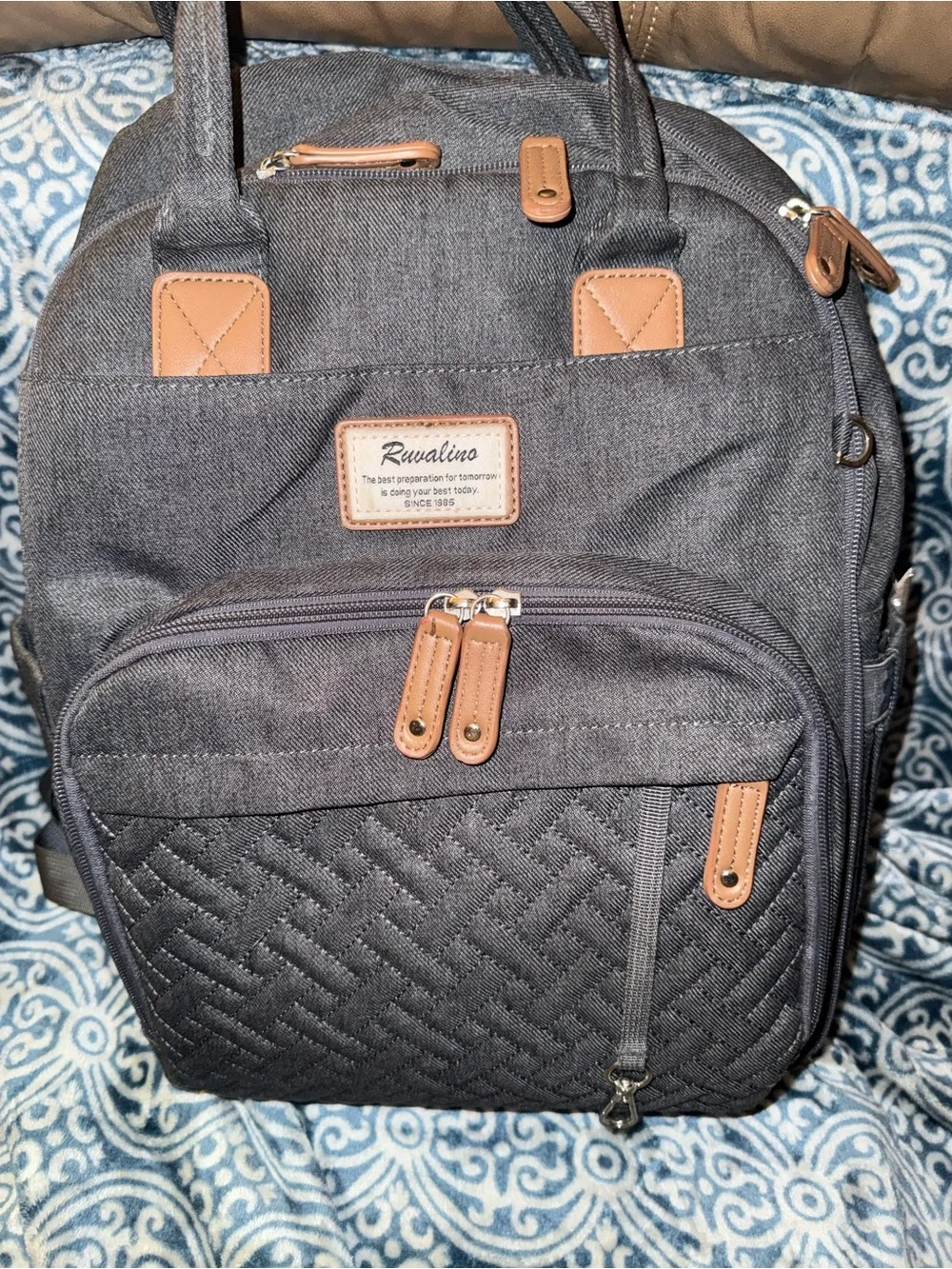 Ruvalino Diaper Bag Multi-function Travel Back Pack Maternity Changing Bags Gray